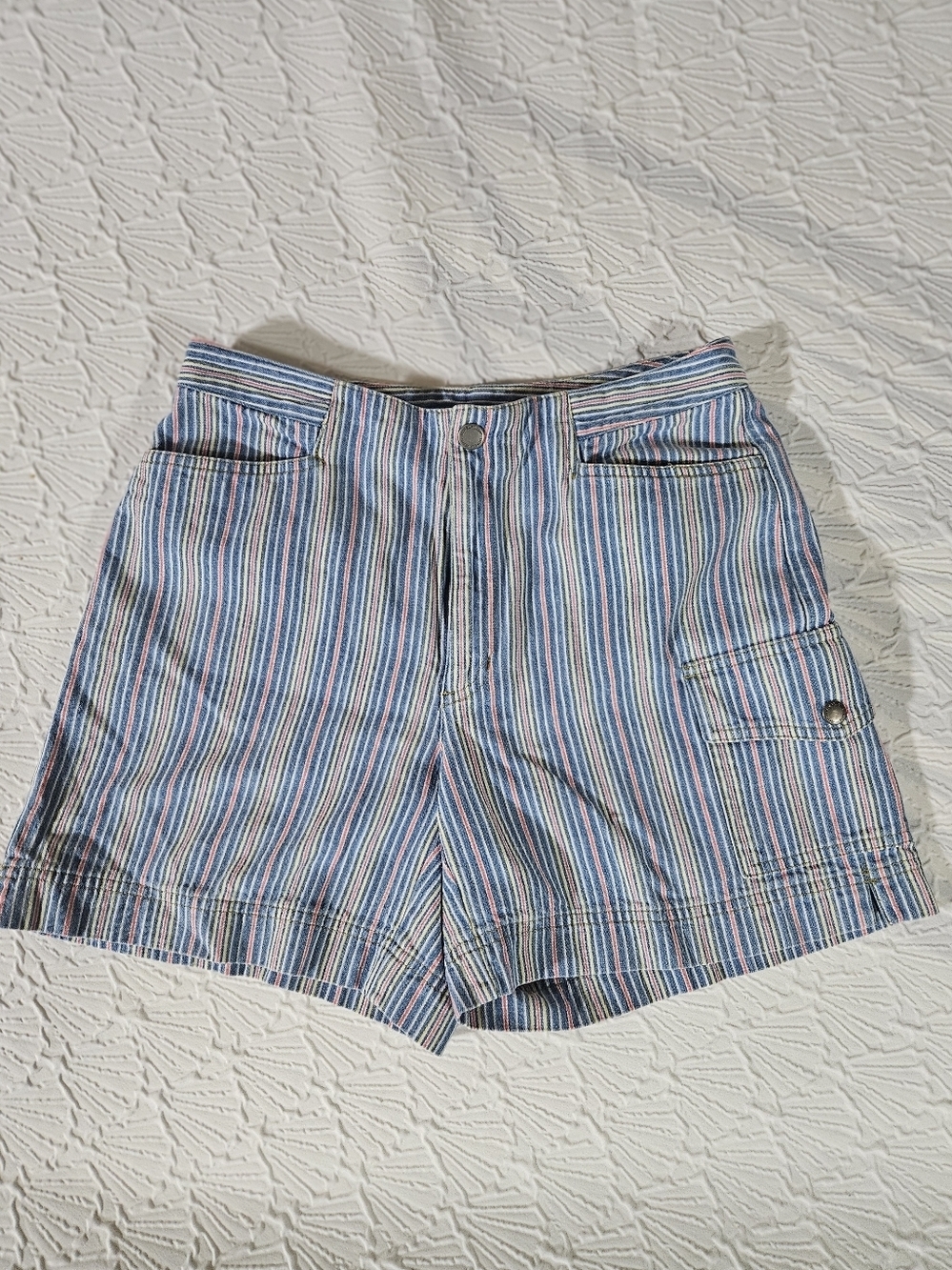 Liz Claiborne Multicolor Striped Casual Denim Shorts Size 8